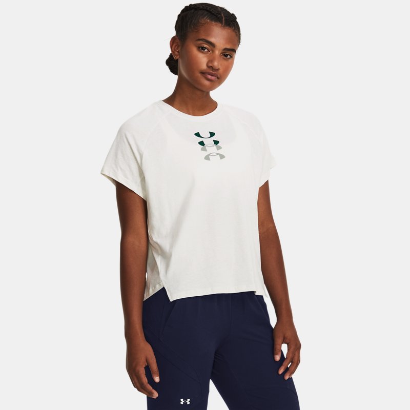 Women's  Under Armour  Anywhere Graphic T-Shirt White Clay / Greenwood / Grove Green L